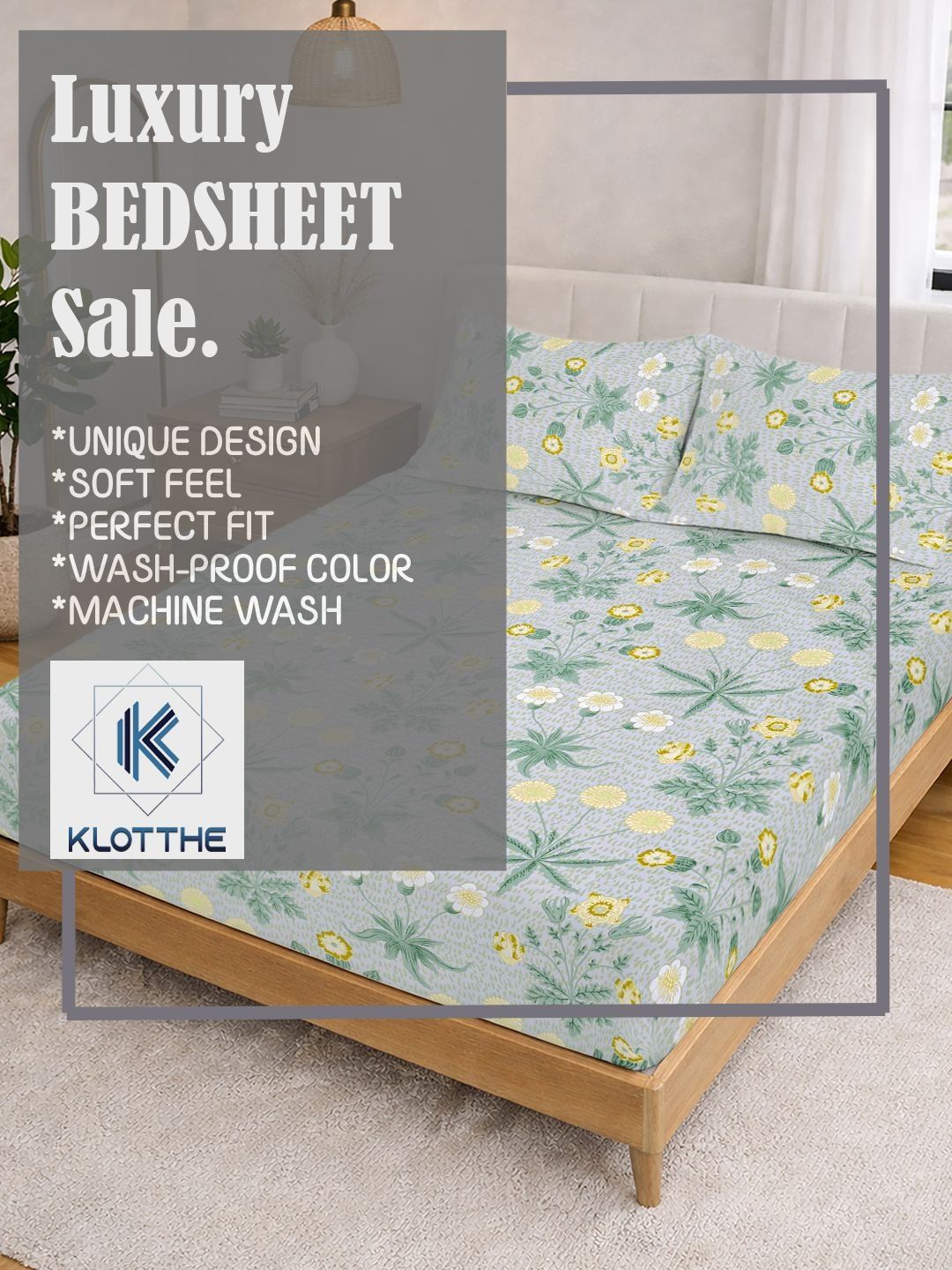 KLOTTHE Green Floral 300 TC Cadar King