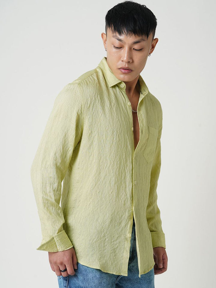 VASTRADO Men Classic Cutaway Collar Textured Casual Shirt