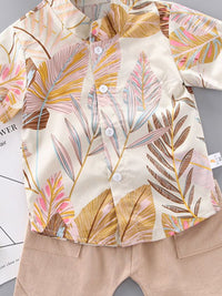 YK Boys Printed Shirt & Shorts Clothing Set