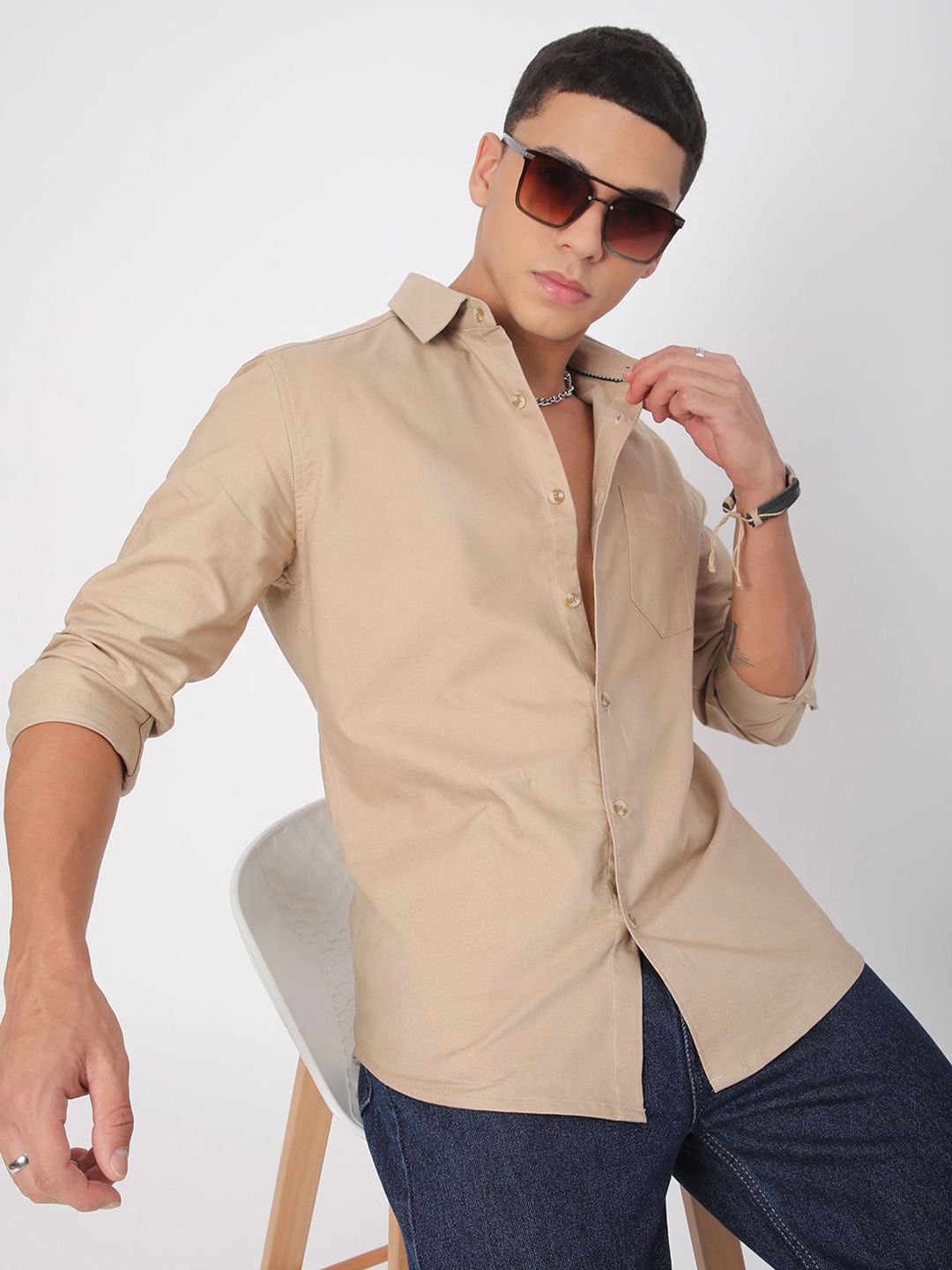 VASTRADO Men Classic Slim Fit Opaque Casual Shirt