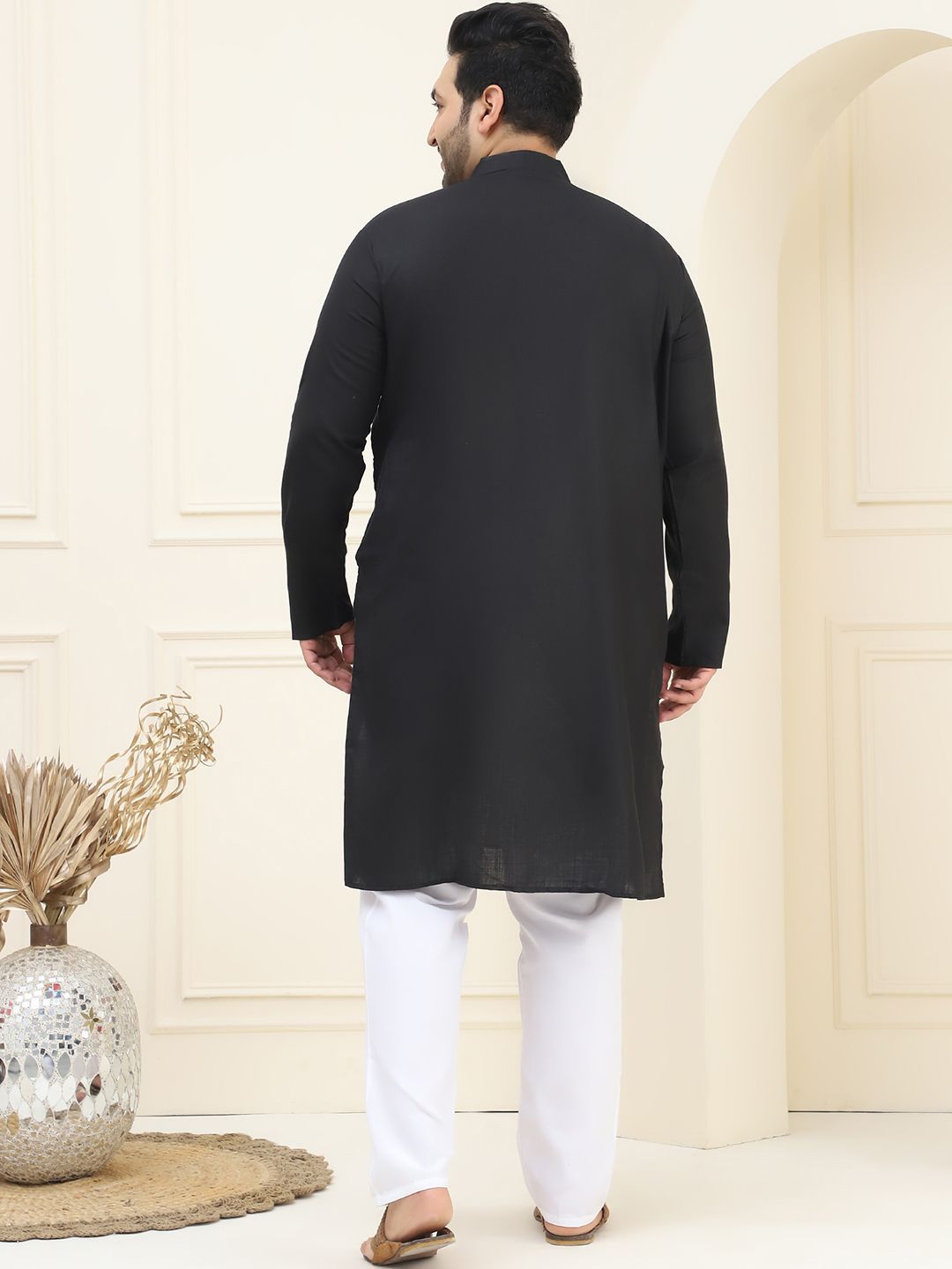 SOJANYA PLUS Mandarin Collar Regular Pure Cotton Straight Kurta with Pyjamas