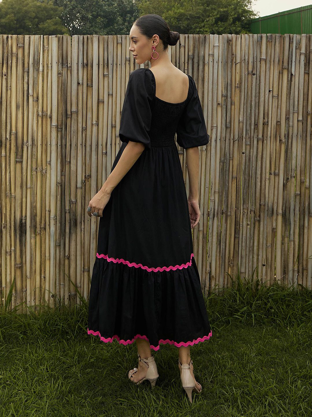 Pink Paprika by SASSAFRAS Women Square Neck Maxi Cotton Dress
