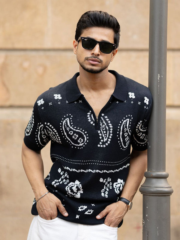 T-shirt Powerlook Men Tentera Laut Paisley Jacquard Knit