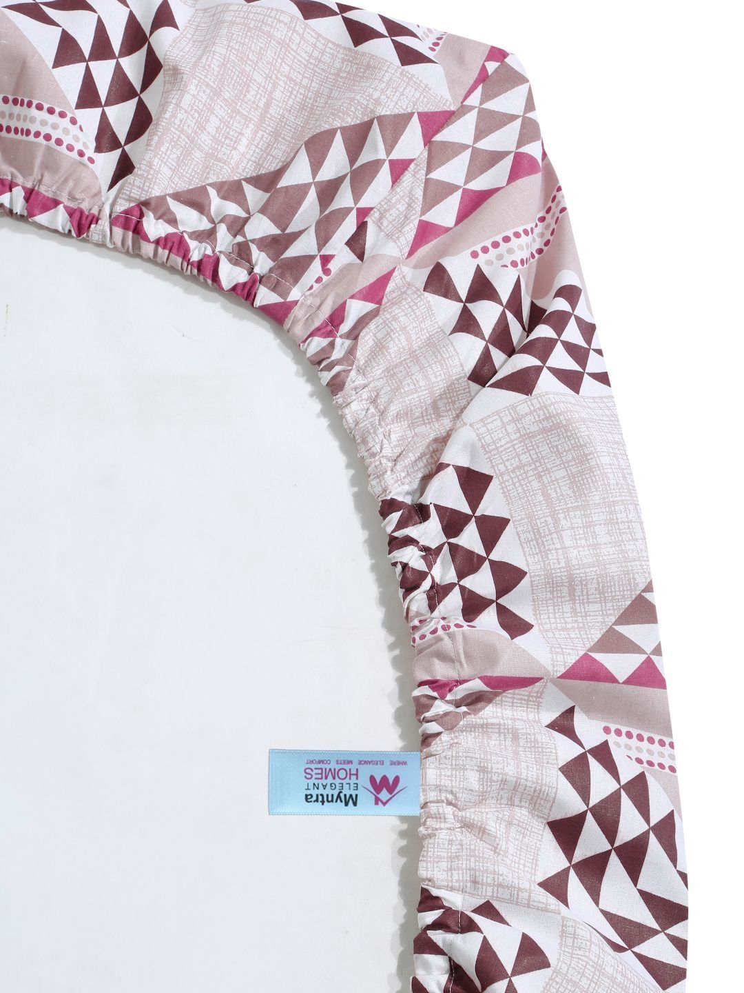 Myntra Elegant Homes Kapas Geometri Merah Jambu Dipasang 400 TC Set Cadar King 2.5m x 2.25m