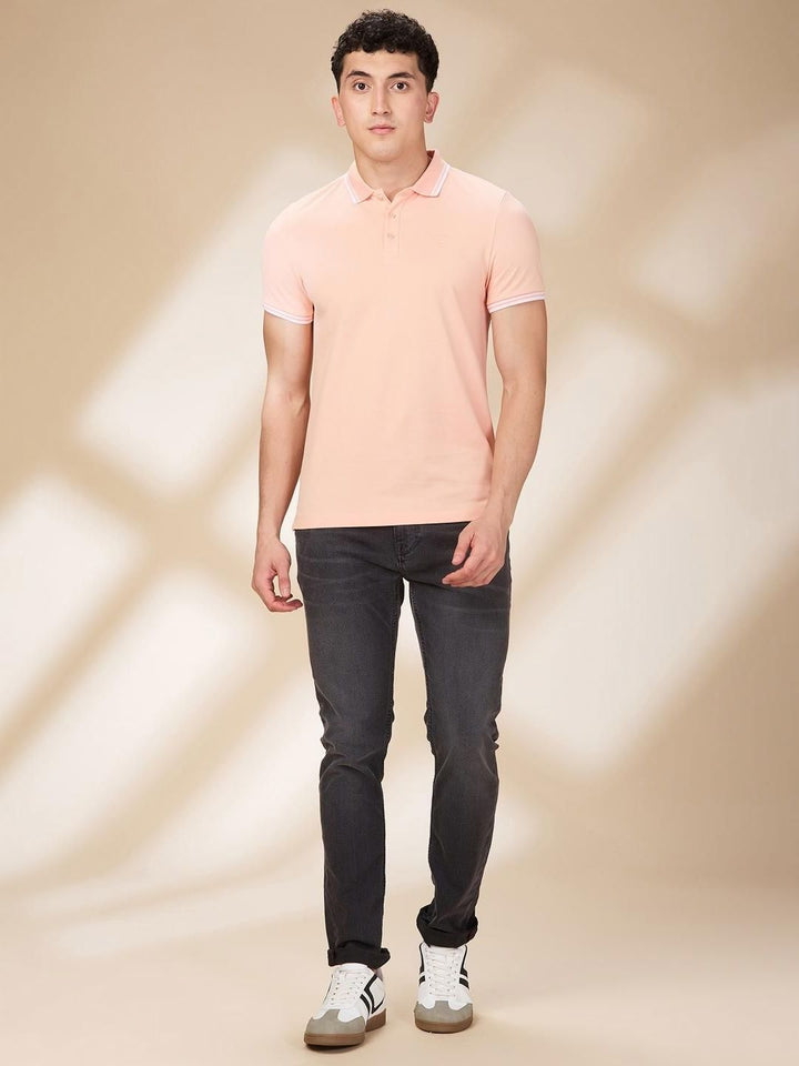 Being Human Men Solid Polo Collar Cotton Slim Fit T-shirt