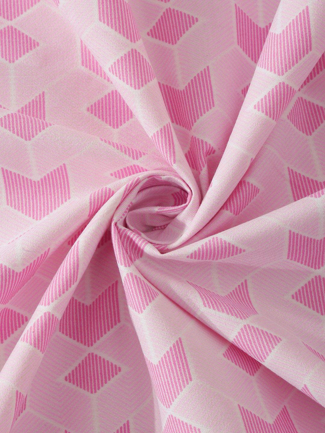KLOTTHE Pink Geometric Printed 300TC Single Bedsheet With 1 Pillow Cover