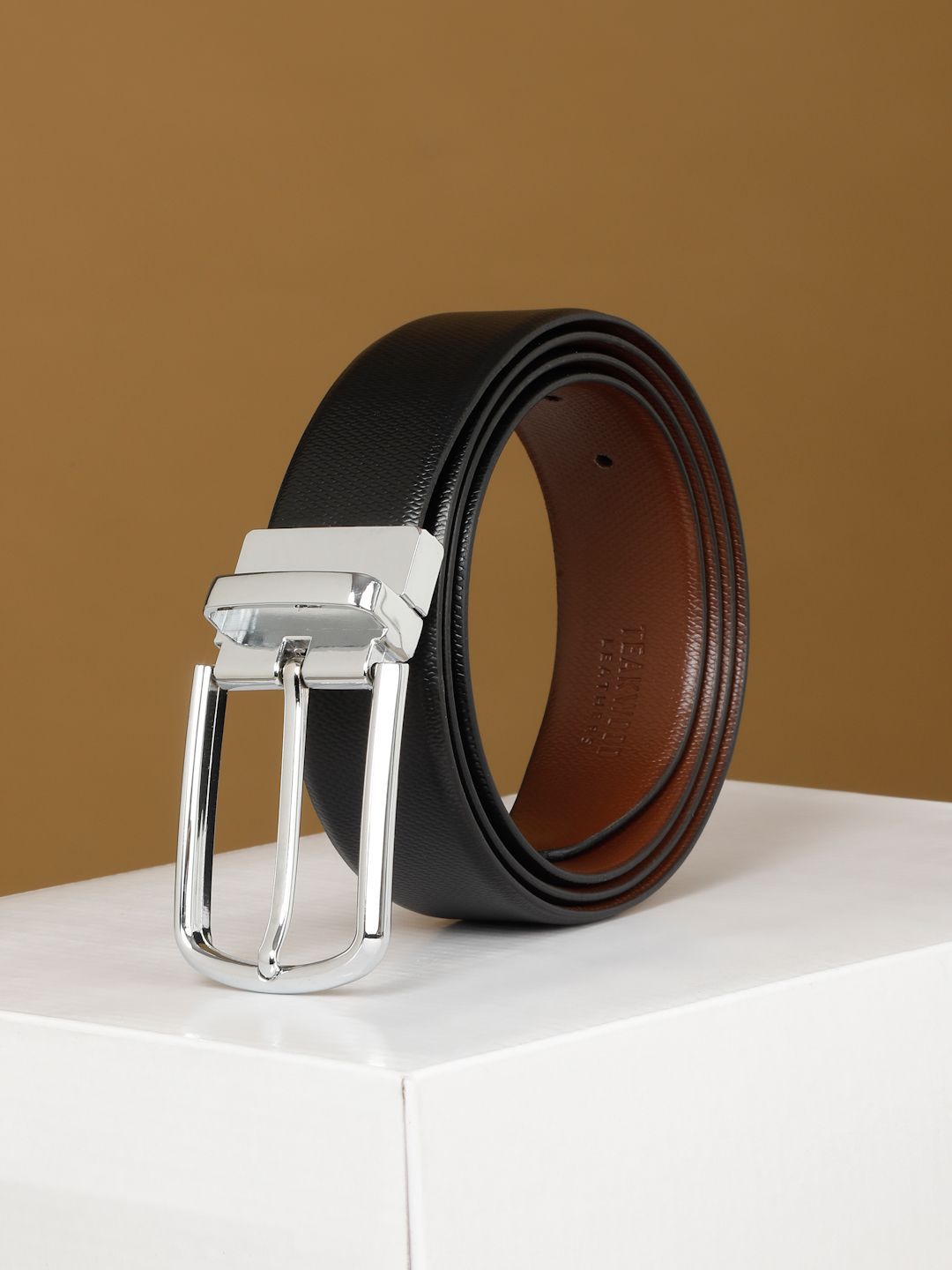 Teakwood Leathers Men Textured Leather Reversible Belt