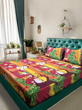 Myntra Elegant Homes Kartun Merah Cetakan Kapas 400TC King Cadar Katil Double & 2 Sarung Bantal