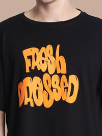 Bene Kleed Men Typography Printed Drop-Shoulder Sleeves T-shirt