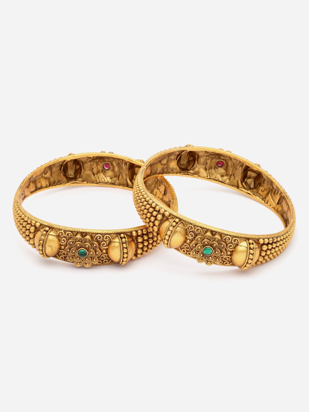 PANASH Set Of 2 24 CT Gold-Plated Antique Bangles
