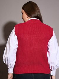 SASSAFRAS Curve Women V-neck Sleeveless Sweater Vest