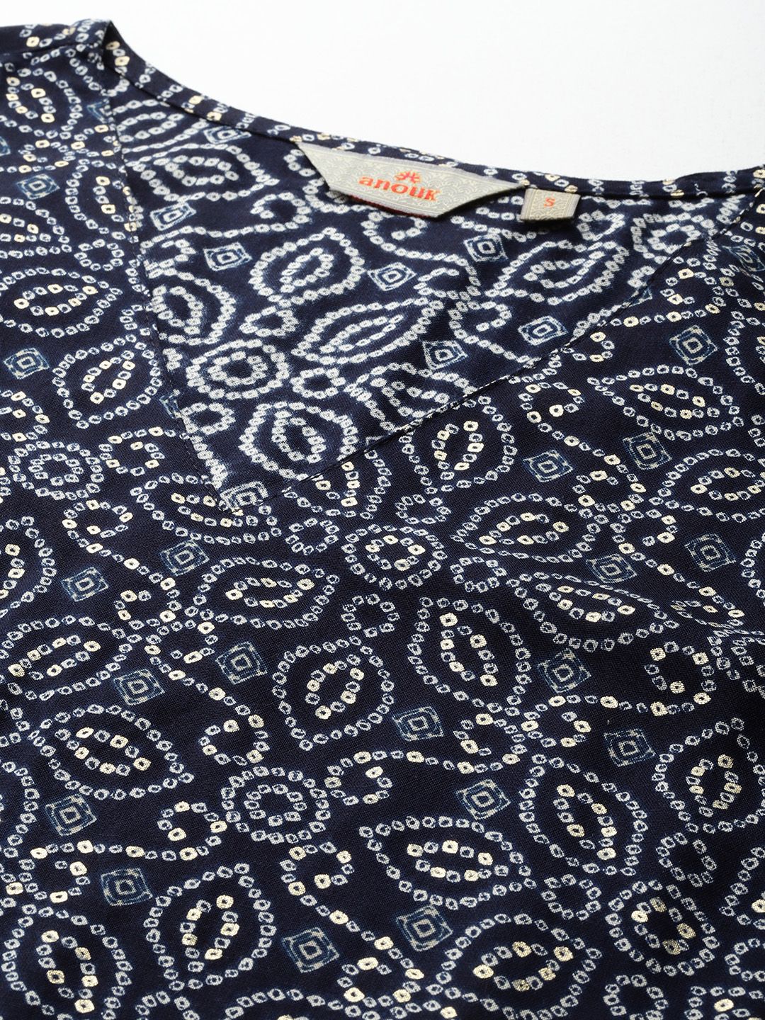 Anouk Bandhani Print Straight Kurta
