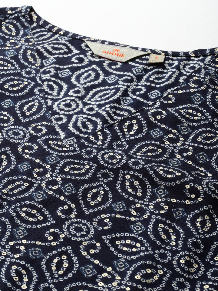 Anouk Bandhani Print Straight Kurta