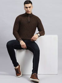 Monte Carlo Men Self Design High Neck Cotton Pullover Sweater
