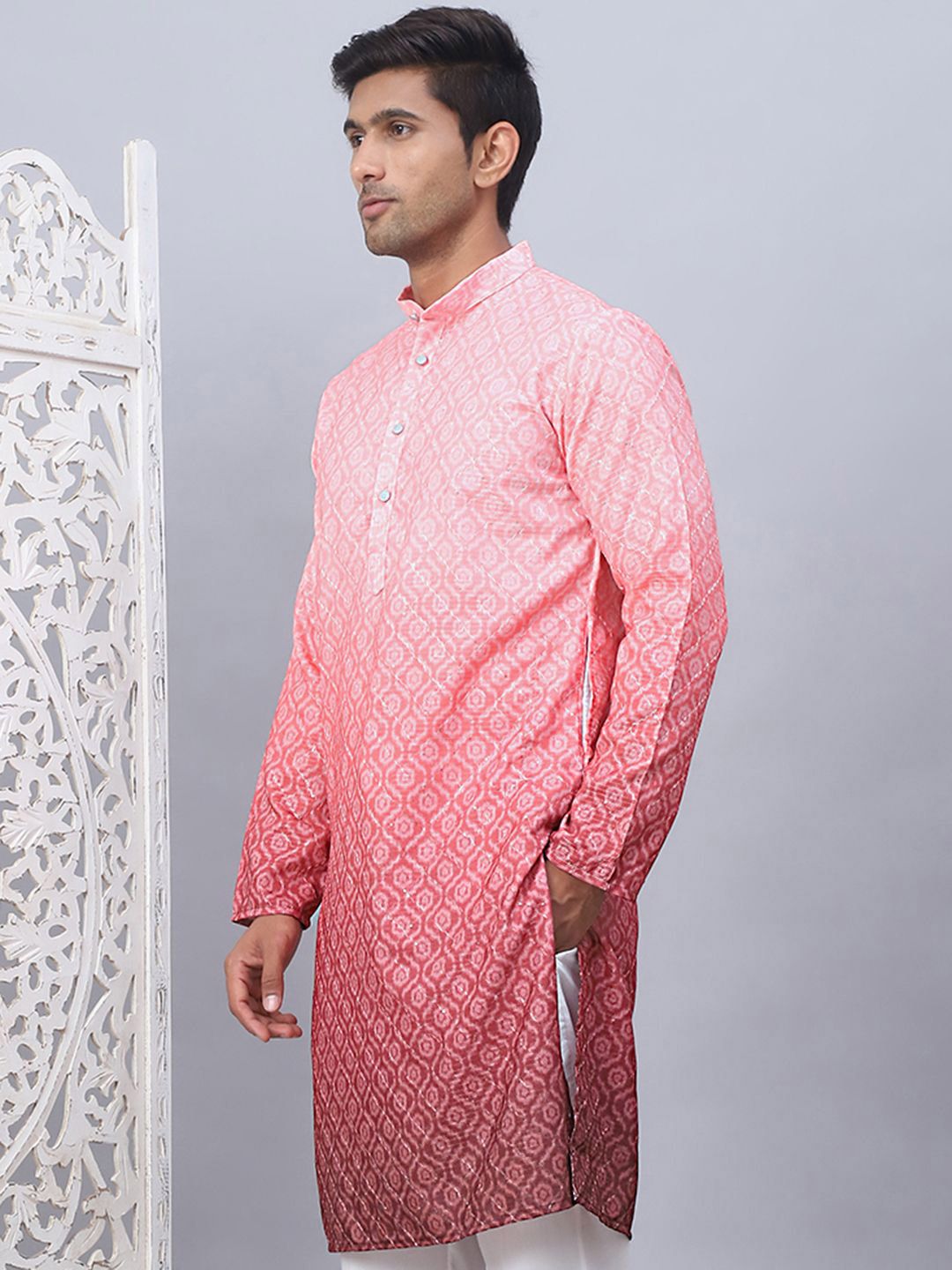 Jompers Ethnic Motifs Printed Mandarin Collar Straight Kurta