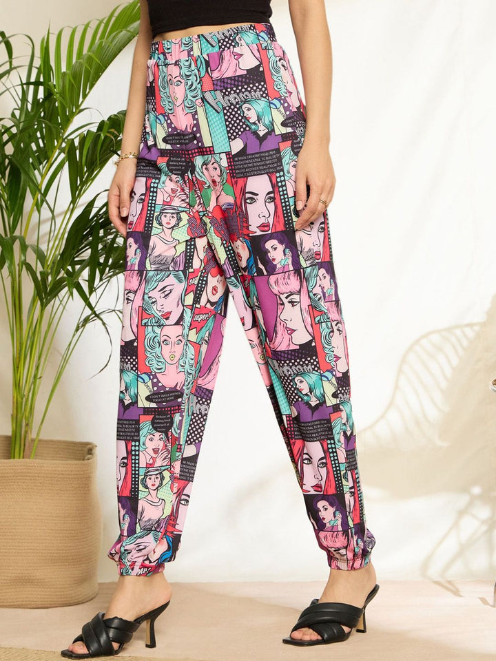 Berrylush Women Floral Printed High-Rise Trousers