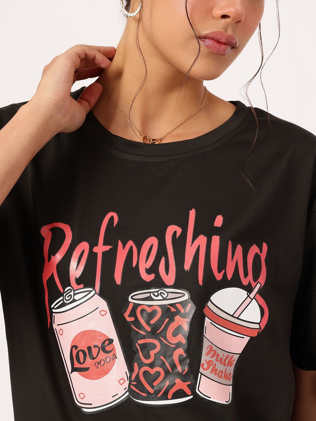 DressBerry Snug ComfyChic Conversational Printed Relax Tee