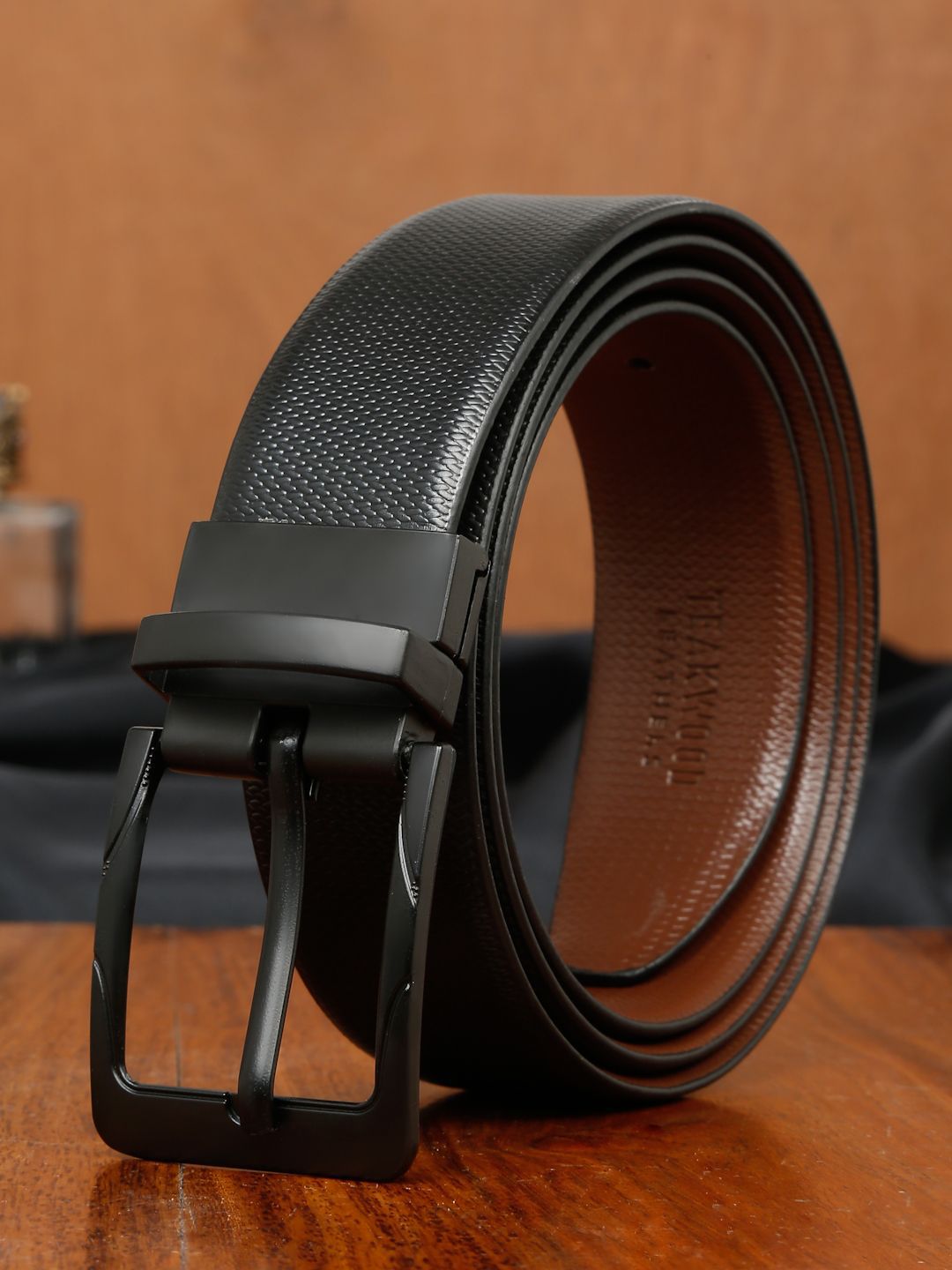 Teakwood Leathers Men Textured Leather Formal Belt