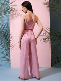 Tokyo Talkies Pink Crop Top & Mid-Rise Trouser