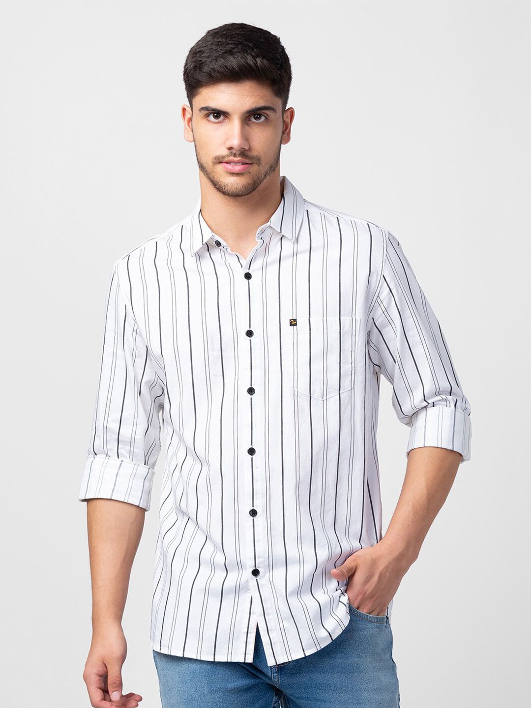 SPYKAR Men Slim Fit Striped Cotton Casual Shirt