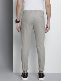 The Indian Garage Co Men Grey Slim Fit Linen Blend Trousers