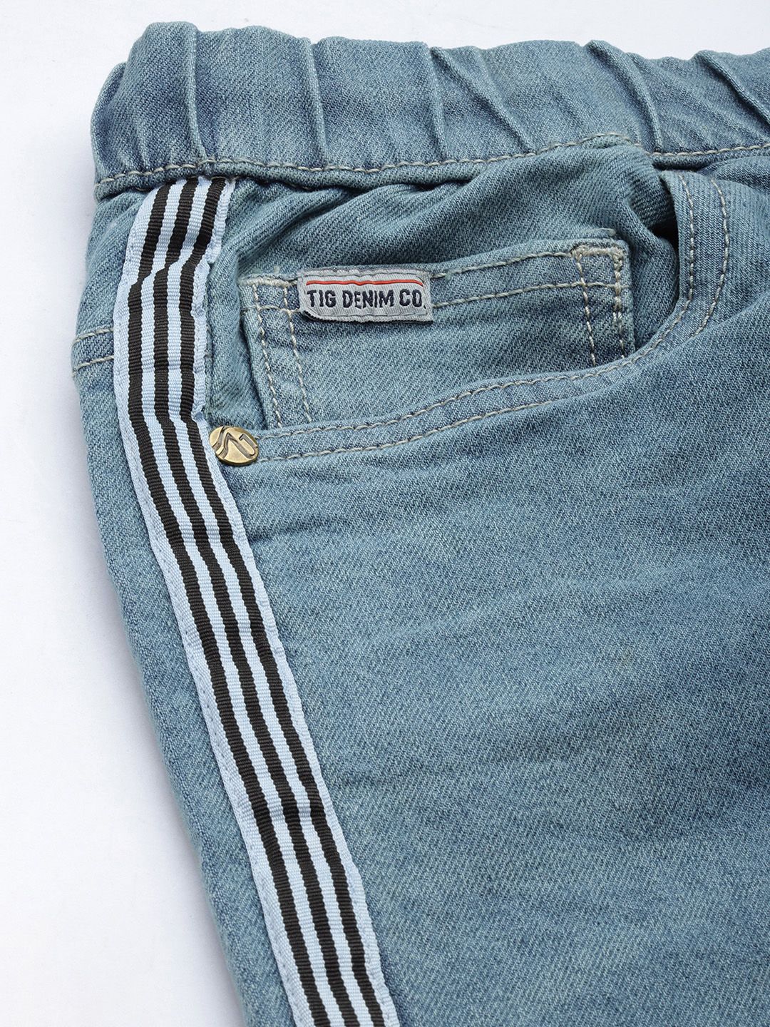 The Indian Garage Co Men Blue Slim Fit Light Fade Stretchable Jogger Jeans