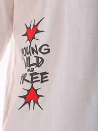 The Indian Garage Co Men Pure Cotton Back Printed Boxy Oversized Round Neck T-shirt