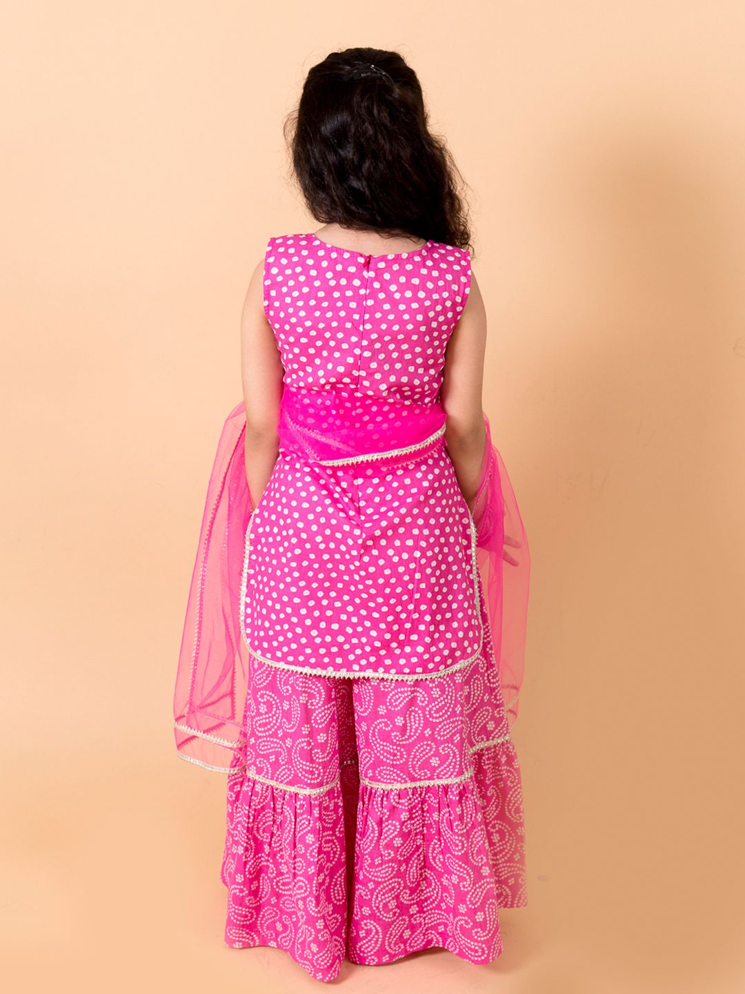 pspeaches Girls Purple Ethnic Motifs Printed Pure Cotton Kurta with Sharara & With Dupatta
