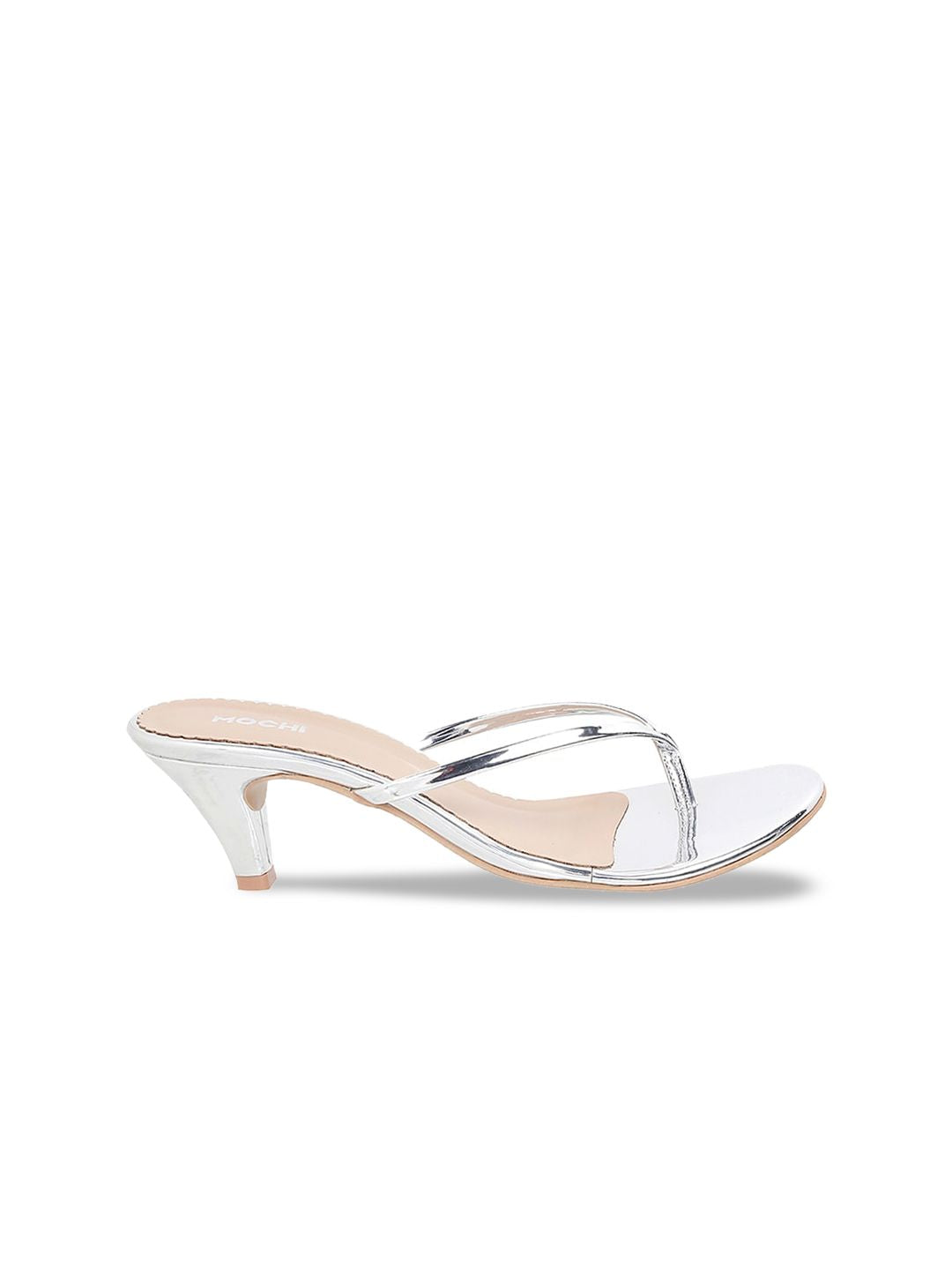 Mochi Silver-Toned Kitten Heels
