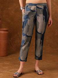 Anouk Grey Abstract Printed Regular Kurta with Trousers