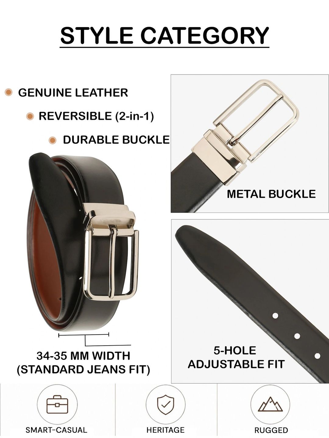 Teakwood Leathers Men Leather Reversible Belt