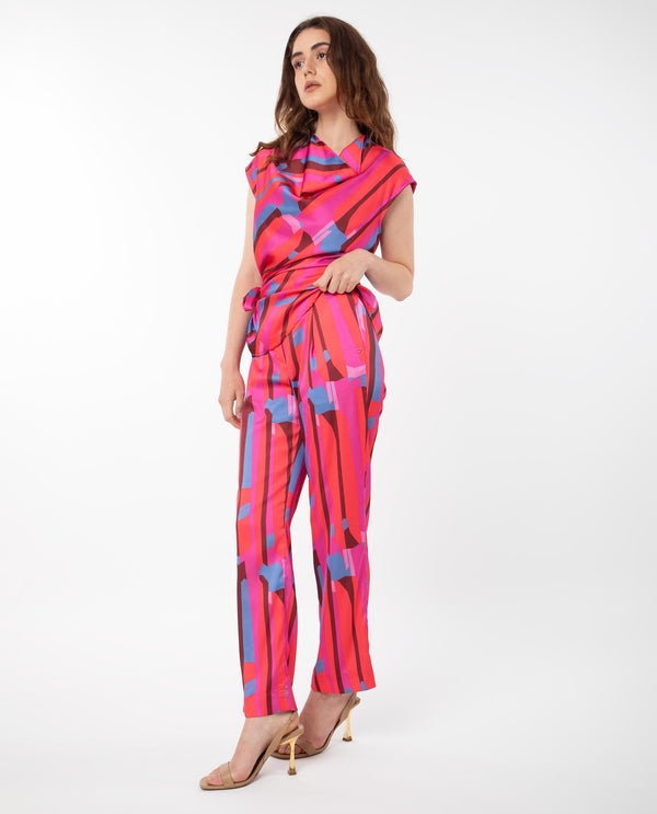 RAREISM Printed Satin Pleated Trousers
