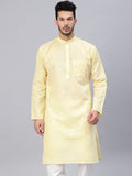 SOJANYA Lelaki Kuning Solid Kurta Lurus