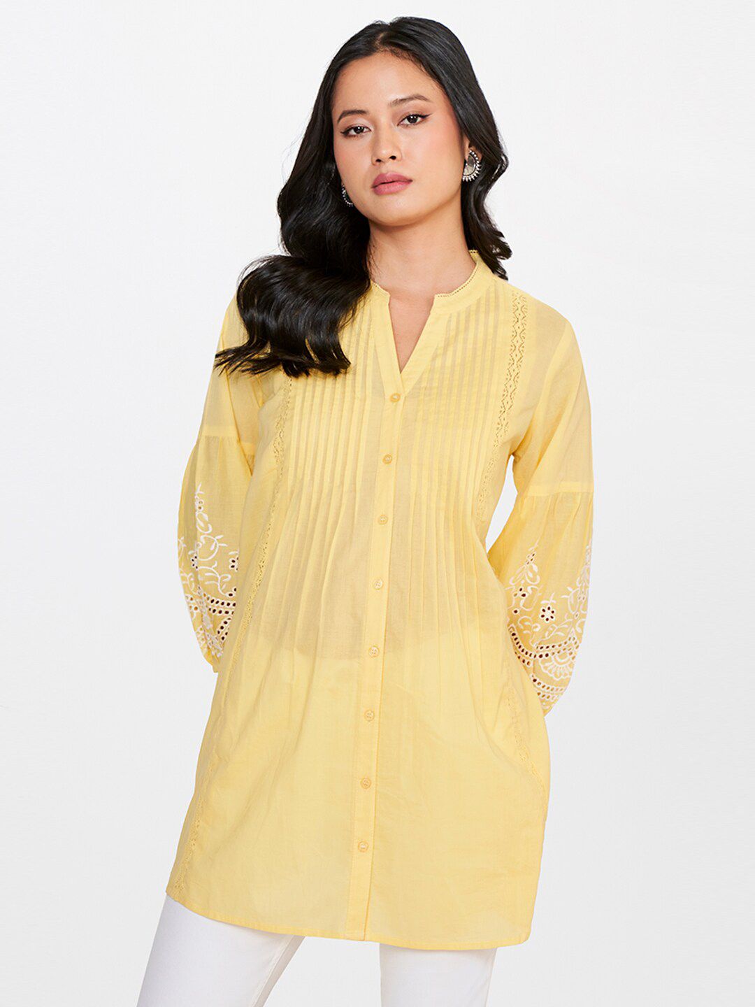 Global Desi Mandarin Collar Pure Cotton Tunic