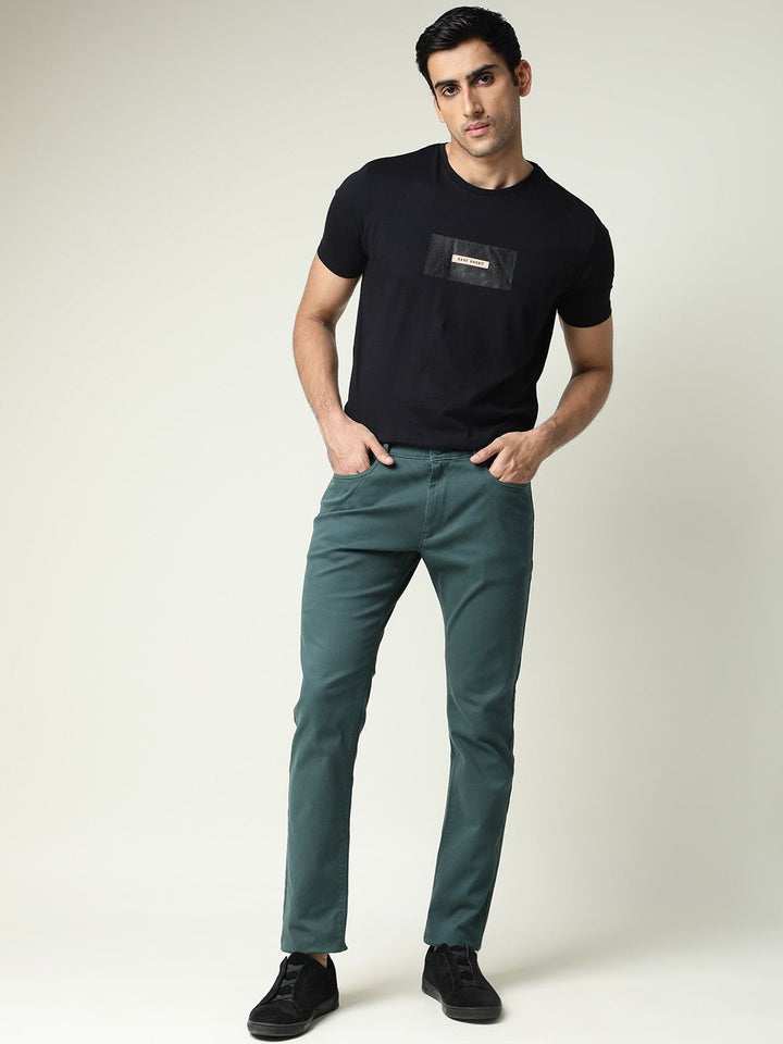 RARE RABBIT Men Spoke-22 Mid-Rise Slim Fit Trouser Cotton Trouser