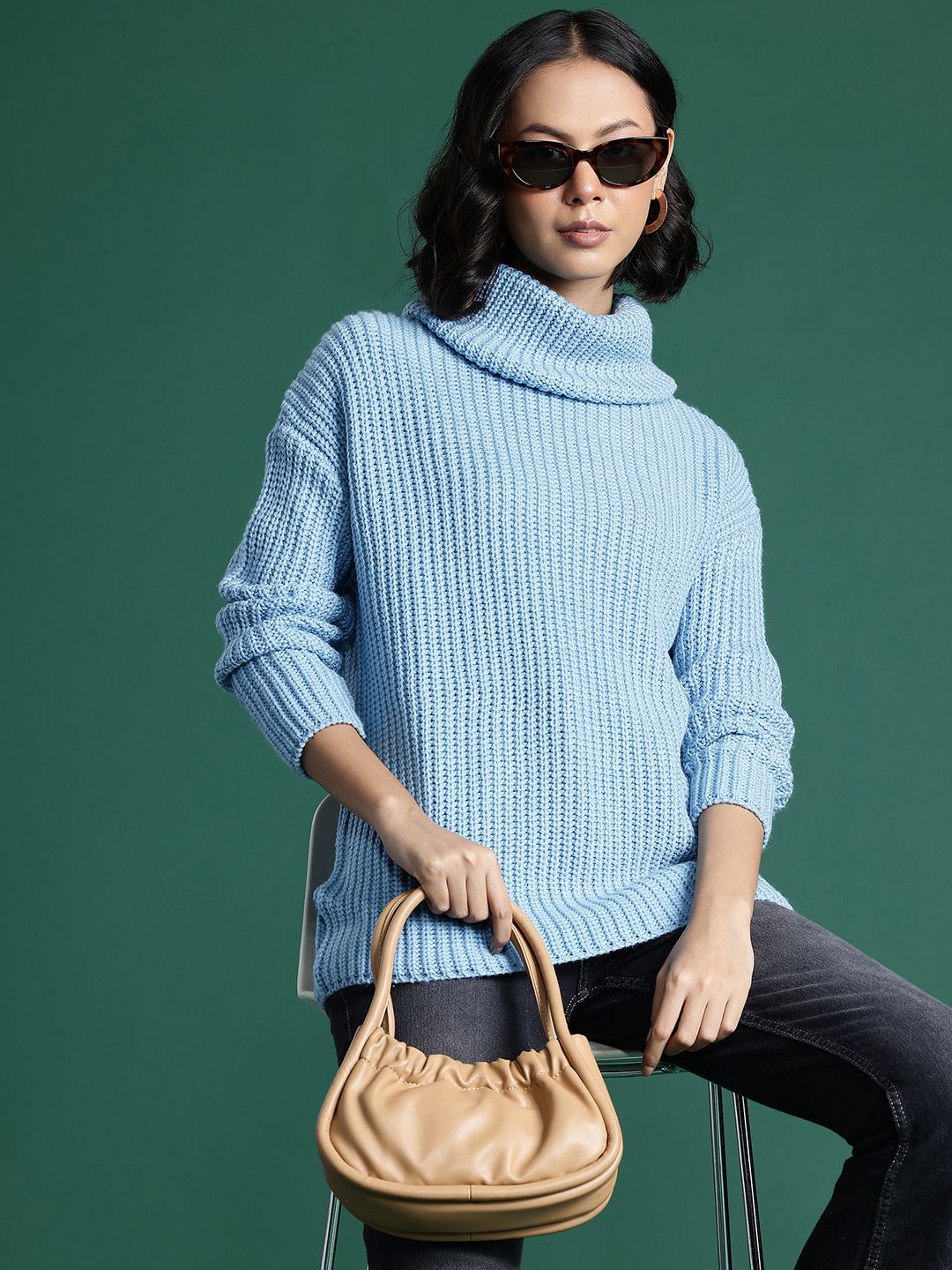 DressBerry Self-Striped Drop-Shoulder Sleeves Pullover