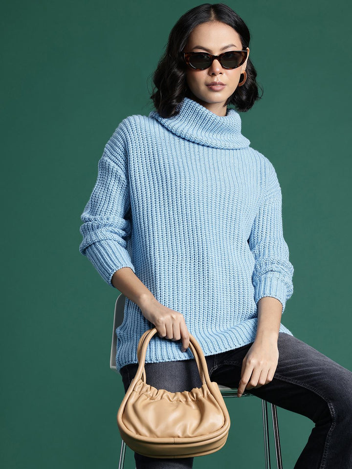 DressBerry Self-Striped Drop-Shoulder Sleeves Pullover
