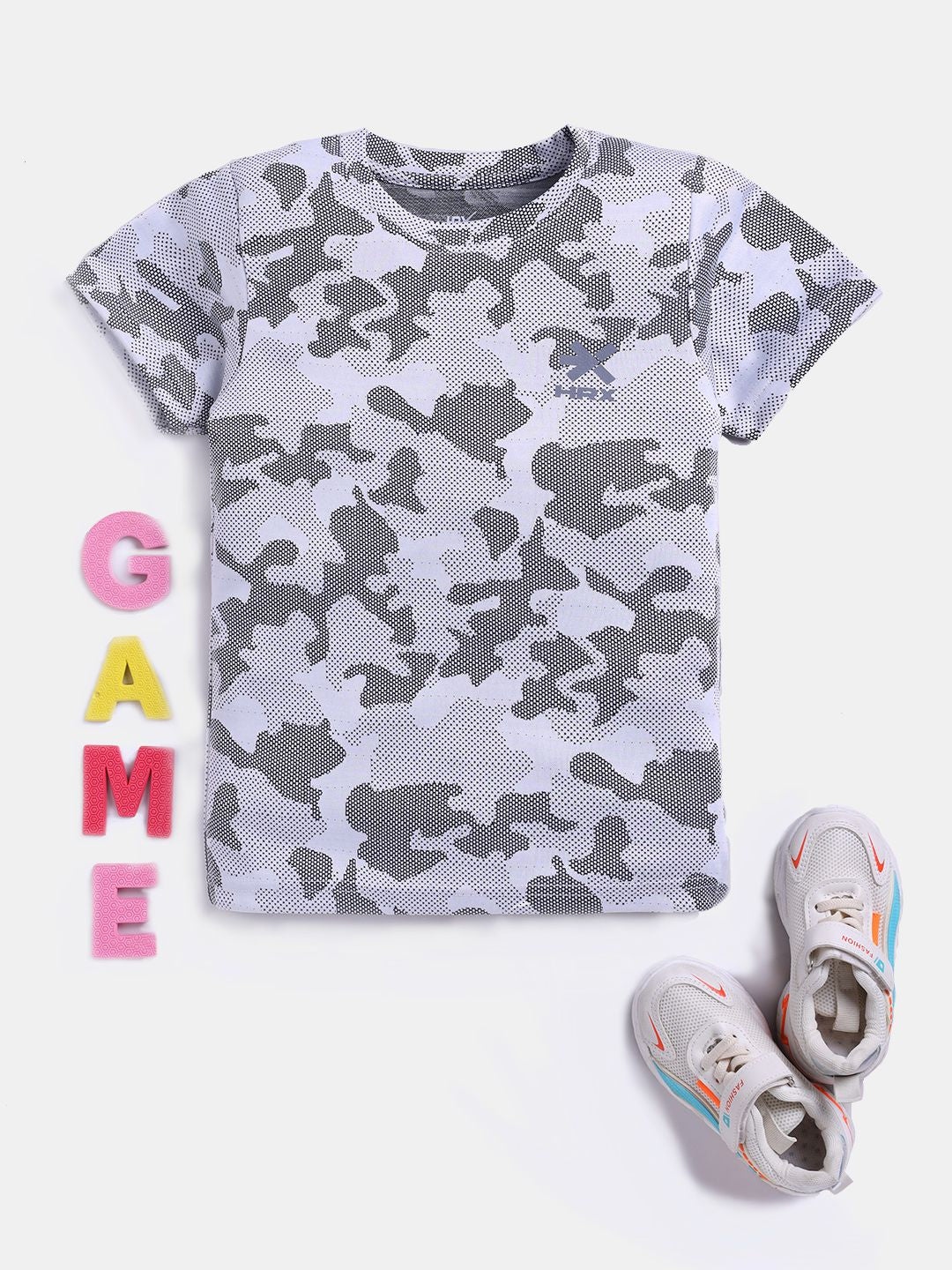 HRX by Hrithik Roshan Boys Camouflage Printed Moisture Wicking T-shirt