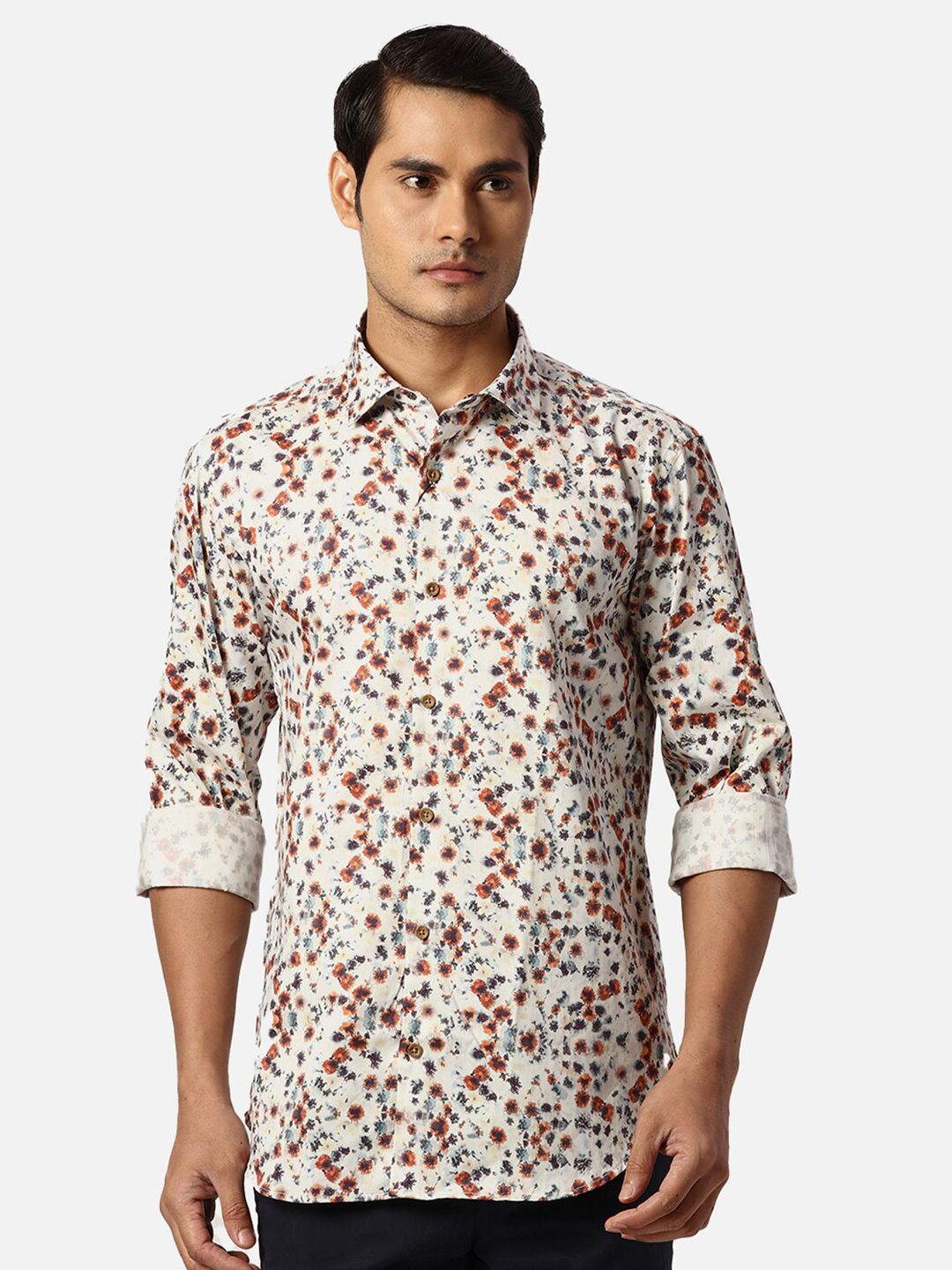 Park Avenue Abstract Printed Cotton Spread Collar Slim Fit Casual Shirt