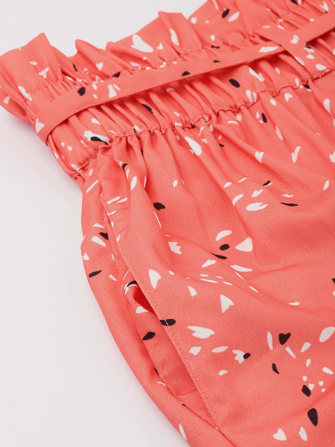 DressBerry Women Paperbag Waist Printed Trousers with Belt