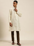 SOJANYA Kurta Jacquard Berwarna Krim Lelaki