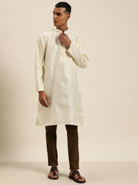 SOJANYA Kurta Jacquard Berwarna Krim Lelaki
