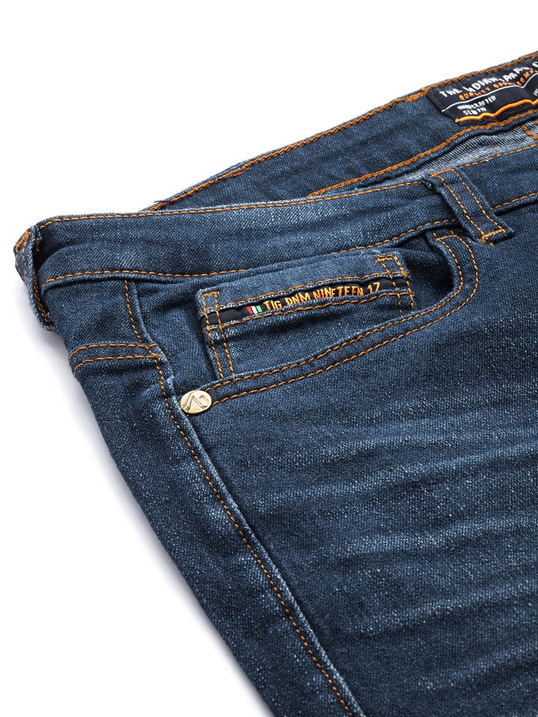 The Indian Garage Co Men Slim Fit Mildly Distressed Light Fade Stretchable Jeans