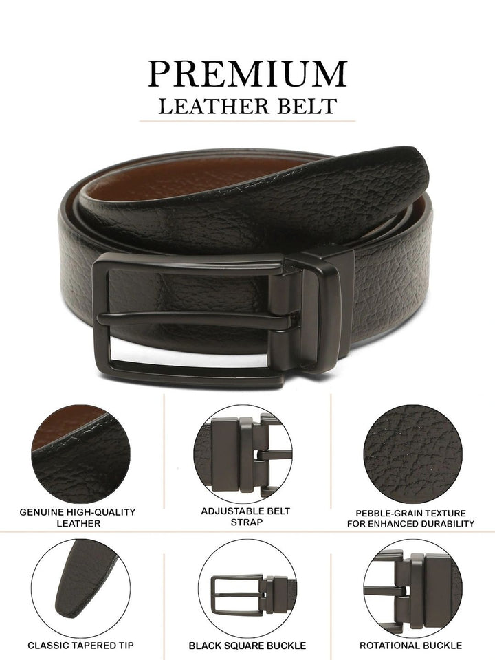 Teakwood Leathers Men Textured Leather Reversible Formal Belt