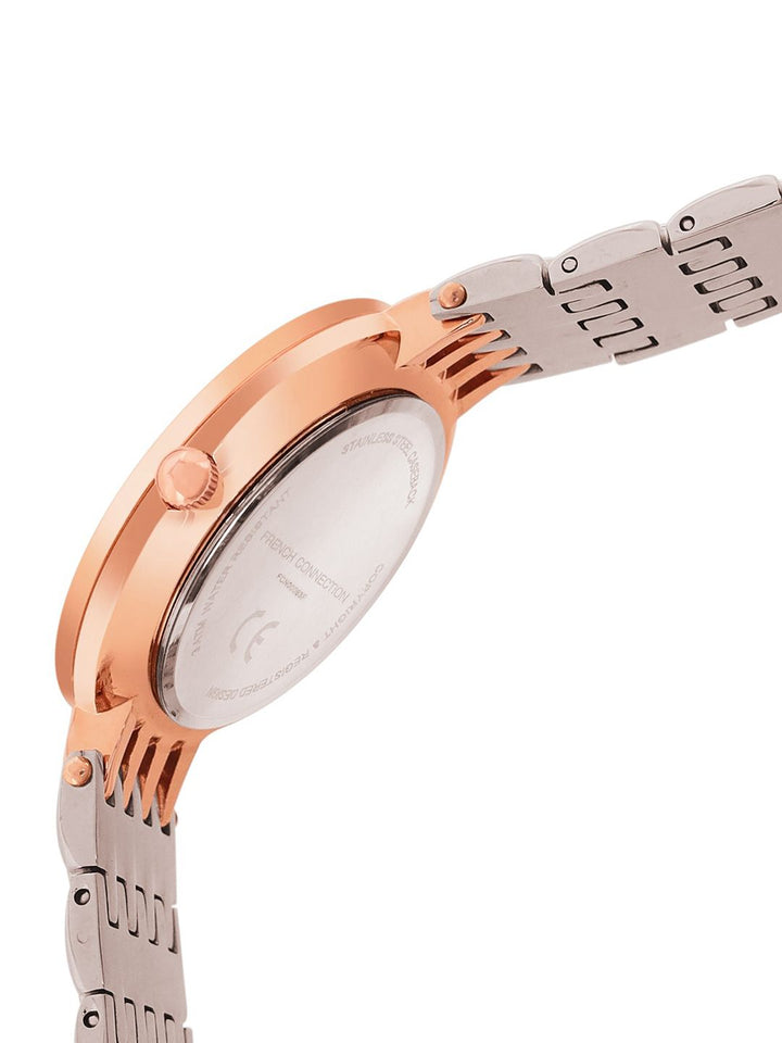 French Connection Women Embellished Dial & Stainless Steel Bracelet Style Straps Analogue Watch FCN00063C