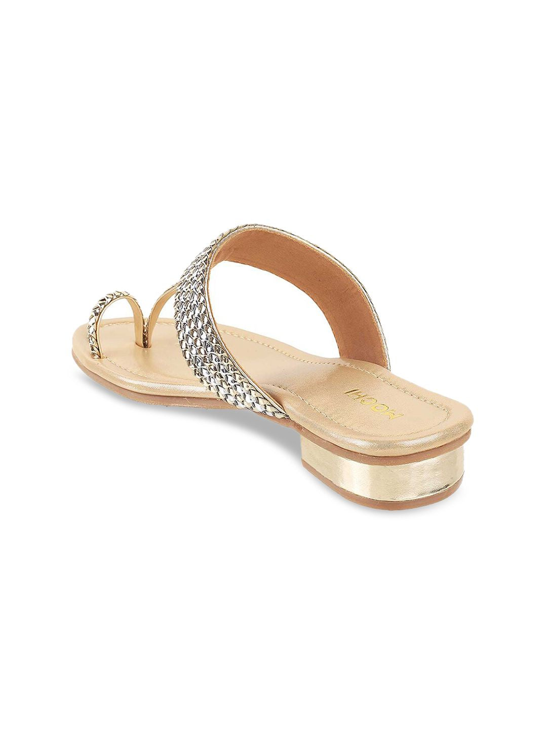 Mochi Gold-Toned Textured One Toe Flats