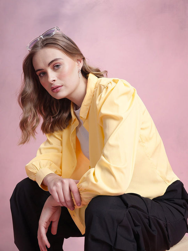 DressBerry Puff Sleeves Solid Shirt