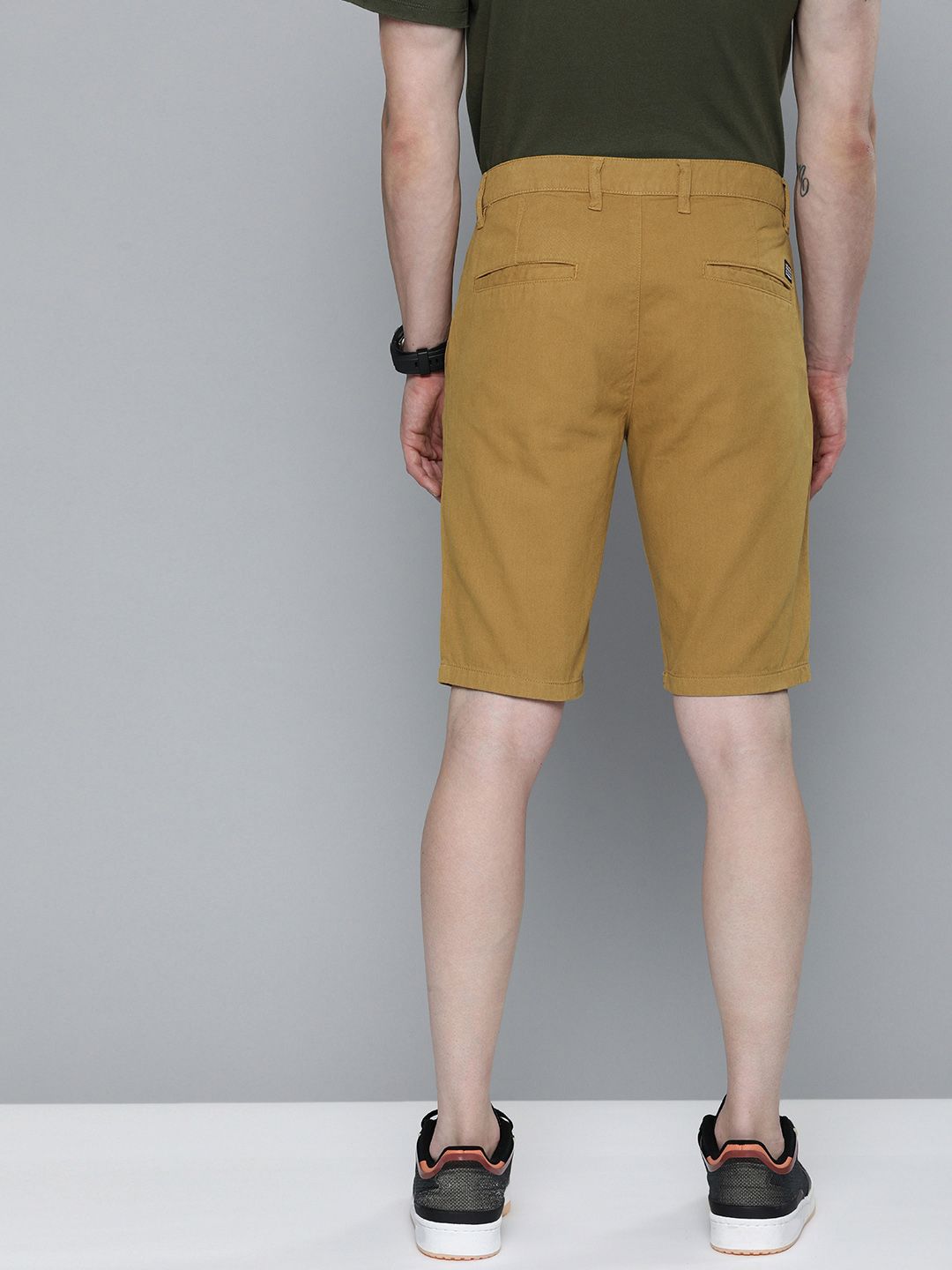 The Indian Garage Co Men Brown Slim Fit Cotton Chino Shorts