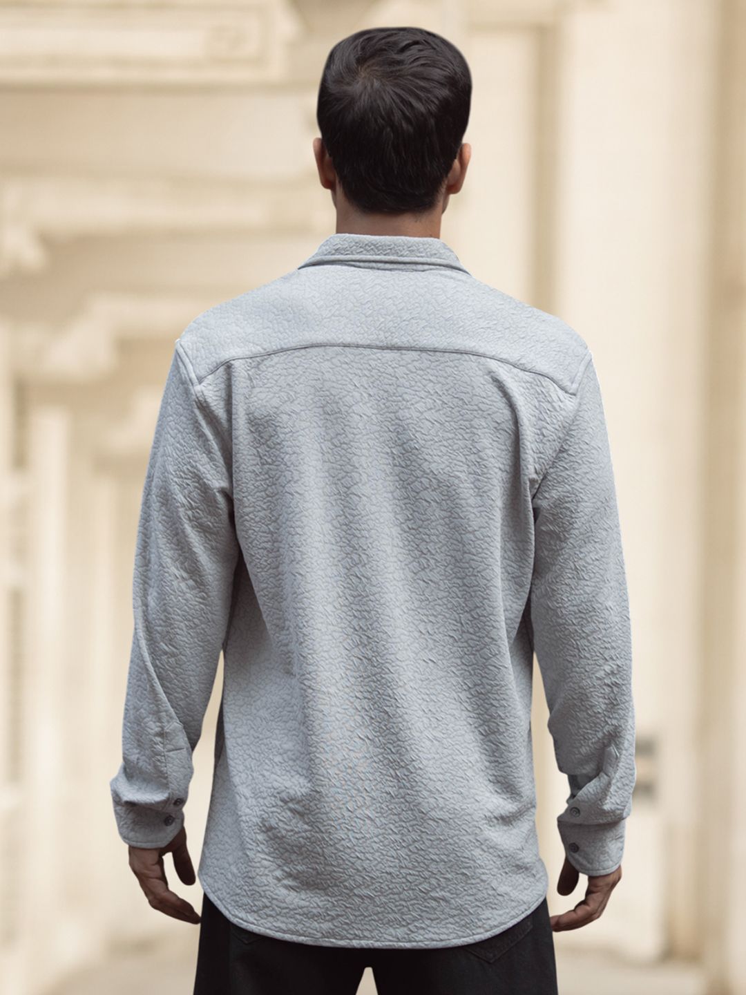 Powerlook Men Spread Collar Textured Regular Fit Casual Shirt