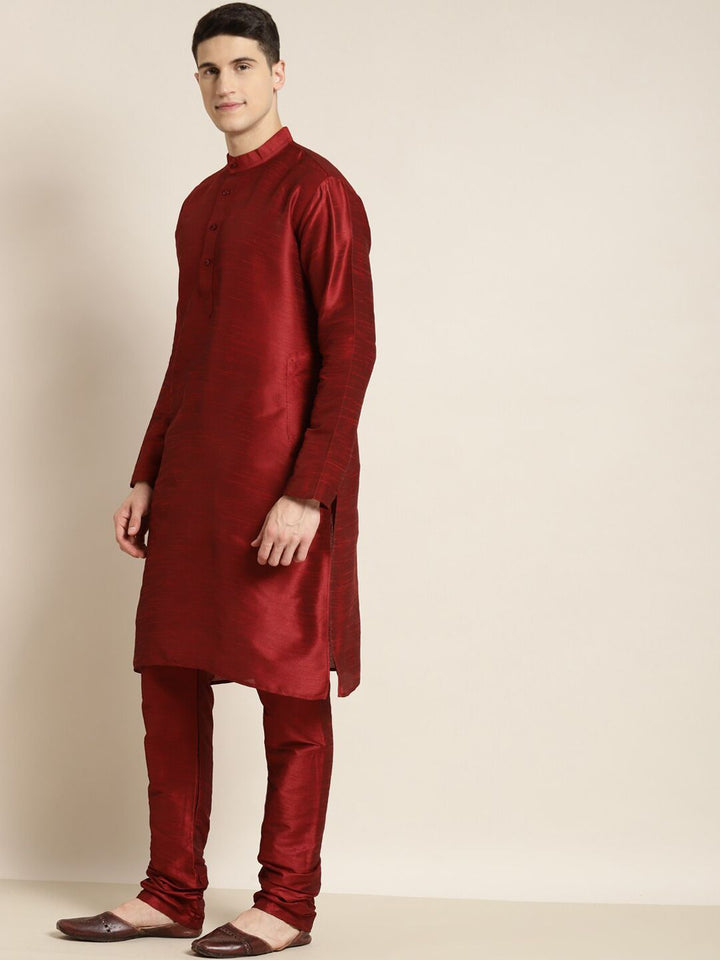 SOJANYA Mandarin Collar Regular Kurta With Churidar & Nehru Jacket